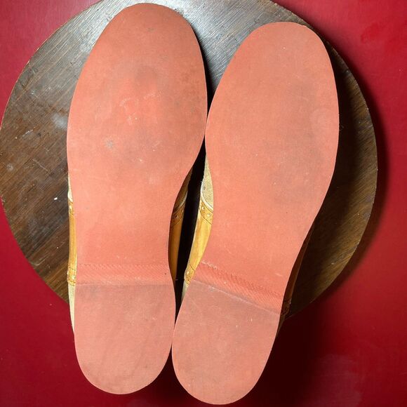 Quoddy Men’s 9 Tan Suede Saddle Shoes USA Made Handsewn Leather Sole Vintage - Picture 10 of 16